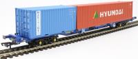 KFA Intermodal wagon in Touax livery with Maritime and Hyundai containers