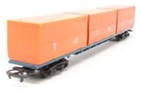 R7340Tri 60ft Flat Car With Three 20ft CTI Containers (Canada) 