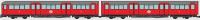 1938 stock underground 4-car set in London Underground (with white roundels) “bus” red – set B (Bakerloo Line)