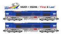 Class 59/2 59201 and 59206 in National Power blue - Exclusive to Rainbow Railways