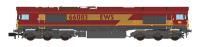 Class 66 66083 in EWS maroon & gold with original lights