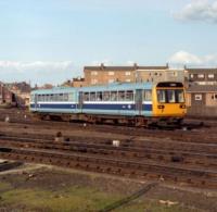 Class 142 'Pacer' 2-car DMU 142067 in BR Provincial blue and white - "Bishop Auckland / Saltburn"