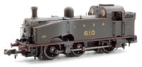 S2102-01W Custom Weathered Class J50 LNER Black (Red Lining) 0-6-0 Tank Locomotive No.610