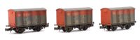 S2301-08W Custom Weathered Set of 3 BR 12T VEA Ventilated Vans, BR Railfreight Red/Grey