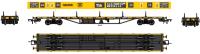62ft Salmon bogie flat wagon in BR engineers yellow with modern ASF bogies - DB996140
