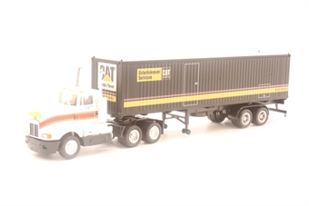 Semi truck with trailer and 40' Caterpillar container load