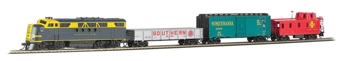 Blue Lightning starter train set with Bluetooth control - with F7 locomotive, freight cars and circle of track