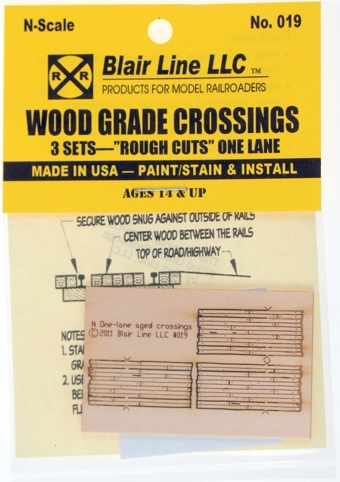 Laser-Cut One-Lane "Rough Cut" Wood Grade Crossings (3 Sets)
