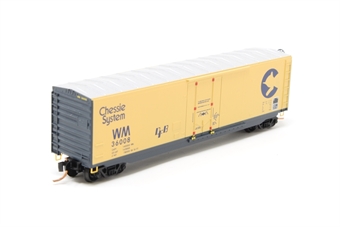 50' standard box car, plug door, without roofwalk of the Chessie System/Western Maryland Railroad 36008