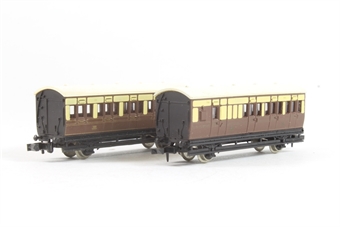 Pack of 2 x 4-Wheel Coaches in GWR Livery