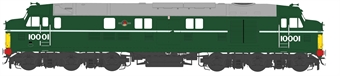 10001 diesel loco Brunswick Green with full eggshell blue waistband & small yellow warning panel. Oct 1962 - March 1966. NOT PRODUCED