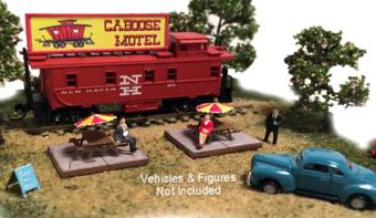 Trackside Series, Caboose Motel Kit with Re-Purposed Caboose (Car Road Name/Number May Vary)