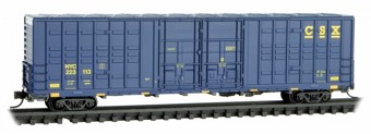 60' waffle side double plug door hi-cube boxcar of CSX Transportation - blue body, aluminum roof 223113