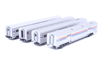 Corrugated of Amtrak - silver, red and blue 4-Car Set