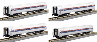 Amfleet I of Amtrak - silver, blue and red 4-Car Set (with lighting)