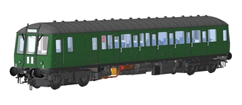 Class 122 single car DMU W55000 in BR green with speed whiskers