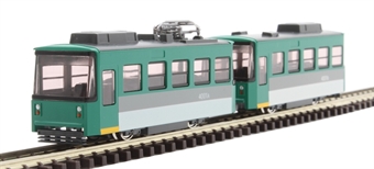 Freelance 'Pocket Line' 4 wheel tram and trailer in green and white