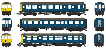 Class 104 3 car DMU in BR blue with full yellow ends and headcode panel - M50436 - M59141 - M50488