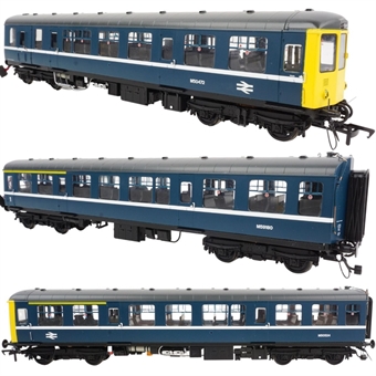 Class 104 3-car DMU in BR blue with 'Blackpool' white stripe - M50472 - M59180 - M50524