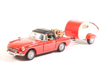 1967 MGB Red Cabriolet with caravan