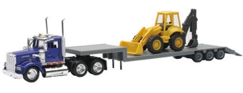 Kenworth W900 Lowboy with Backhoe Loader