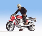 Moto Guzzi 850 Le Mans Motorcycle with Driver, Red