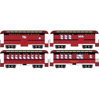 34' Old Time Overton Passenger Cars, Boston and Maine (4-Pack)