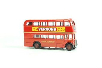 AEC Regent RT d/deck bus with Roofbox - "London Transport" red - "Vernons" adverts 