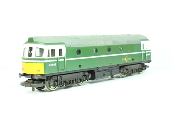 Class 33 D6506 in BR green with small yellow panels