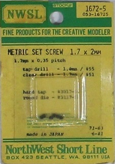 Metric Screws 1.7 x 2mm (6)