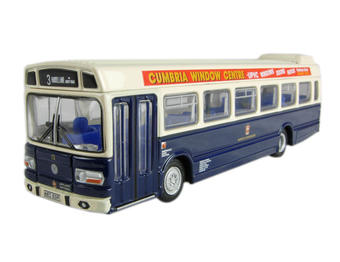 Leyland National MkI Long in blue with "Cumbria Window Centre" advert "Barrow in Furness".