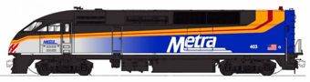 MP36PH and Gallery Bi-Level Commuter Car Set of the Chicago Metra 403 - digital fitted