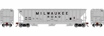 54' Pullman-Standard covered hopper in Milwaukee Road Light Gray #100528