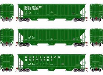 54' Pullman-Standard covered hopper in Burlington Northern (3-PACK) Cascade Green #448015, 457228, 457923