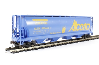 Cylindrical grain hopper wagon in Alberta/Edmonton livery