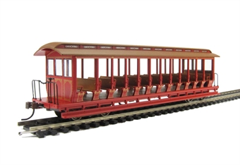 Jackson Sharp open-side excursion car - painted, unlettered, red & brown