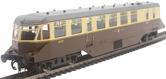 GWR AEC diesel railcar 29 in GWR chocolate and cream with grey roof and coat of arms emblem