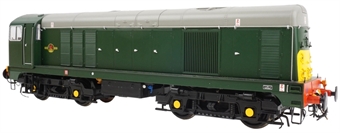 Class 20 in BR green livery with small yellow panels and disc headcodes