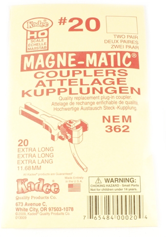NEM362 Kadee coupling - Extra-Long (11.68mm) - Pack of four