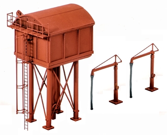 Square large water tower with two water cranes - plastic kit