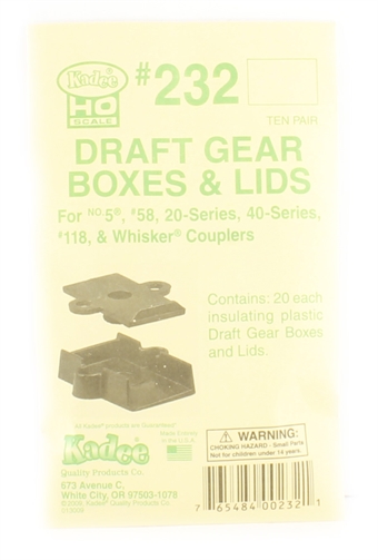 Plastic Draft Gear Box & Lid (10 pairs - for use with 10KADEE & 11KADEE coupler packs)