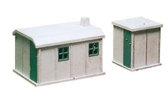 Pair of concrete lineside huts - plastic kit