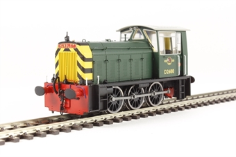 Class 05 Hunslet shunter D2600 in BR green with wasp stripes