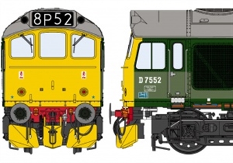 Class 25/3 D7552 in BR two tone green with full yellow ends