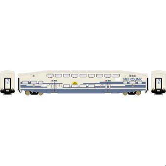 Bombardier Bi-Level Commuter Coach in Metrolink White & Blue Bike Car #157