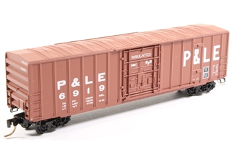 50' steel rib-side plug door without roofwalk boxcar of the Pittsburgh & Lake Erie - red 6945