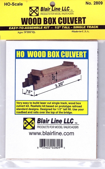 Wood Box Culvert Kit, Single Track 1/2" Tall