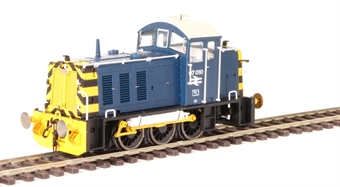 Class 07 shunter 07010 in BR blue with wasp stripes