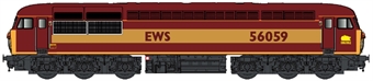 Class 56 56059 in EWS maroon & gold