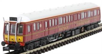 Class 121 'Bubble Car' 977858 in Railtrack 'Clearing the Way' BR maroon